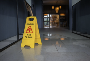 caution sign on floor